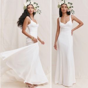 Reformation Lecce Sleeveless Gown Sweetheart Button Back Ivory White Size 8 NEW